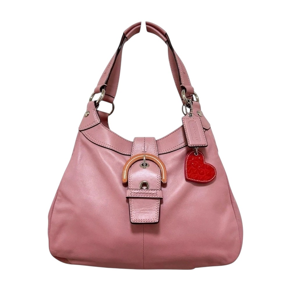 Coach Soho Lynn Buckle Hobo Shoulder Bag Peony Pink Leather F17219